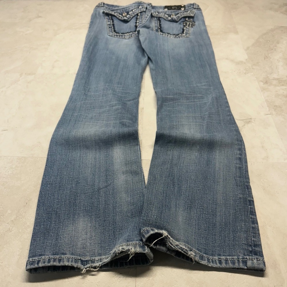 Miss Me Bootcut Jeans Blue Womens 29 Rhinestone Flap Pocket JS5014B40R